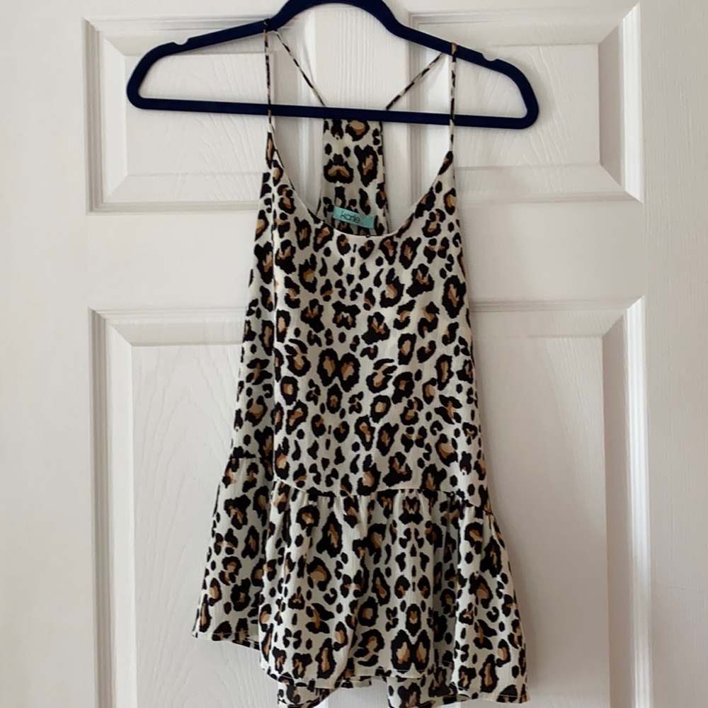 Cheetah peplum tank